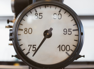 Close-up view of vintage old vacuum gauge.