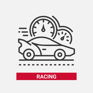Racing game - line design single isolated icon