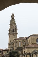 Fototapeta na wymiar View of the cathedral tower in Santo Domingo de la Calzada, Rioja, Spain