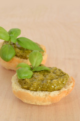 italian pesto sauce from basil with oil