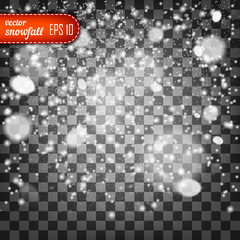Falling snow isolated on the a transparent background.