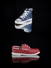 Group of shoes on isolated background, comfortable footwear.