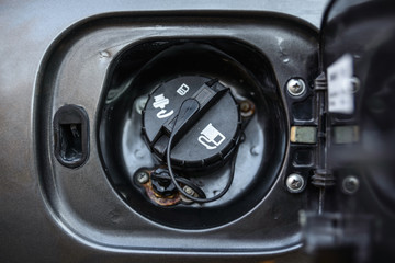 Close up of open gas lid