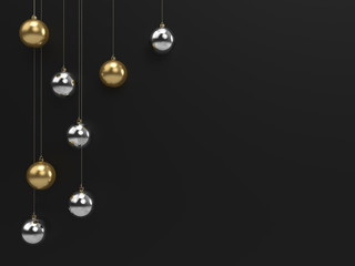 Fototapeta na wymiar Chrome and Gold Christmas Decoration Balls