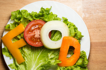 word from raw food on a board