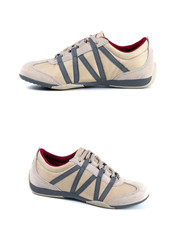 Group of shoes on isolated background, comfortable footwear.