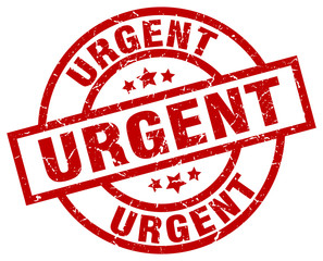urgent round red grunge stamp