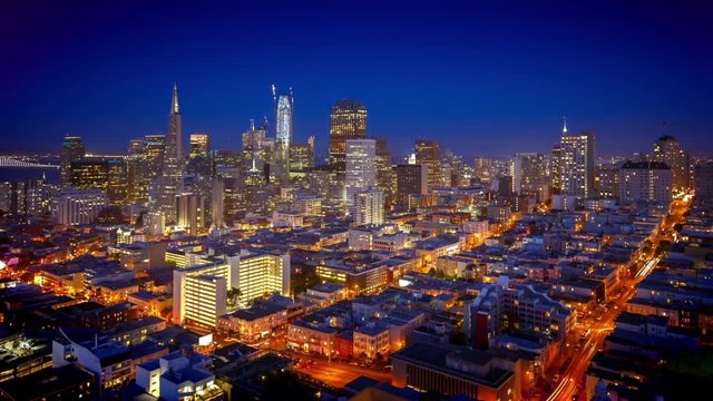 Day-to-night San Francisco skyline timelapse beauty