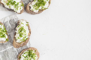 Healthy breakfast sandwiches white cream cheese croissants