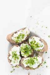 Healthy breakfast sandwiches white cream cheese croissants
