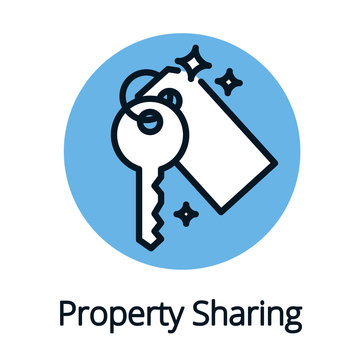 Property sharing economy key icon black outline