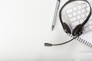 headset on keyboard computer laptop