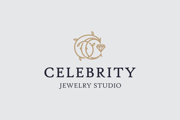 Modern vector professional logo emblem celebrity on grey background