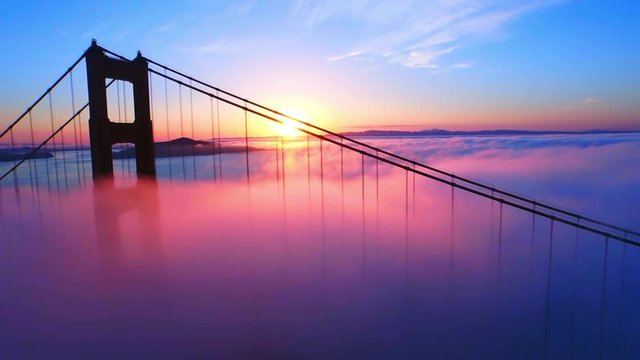 Golden Gate Bridge, sunset beauty cloudscape
