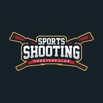 Modern vector professional logo emblem sport shooting on black background