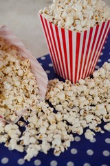 Close-up of popcorn with 4th july theme