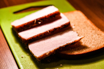 meat bread a glass of vodka