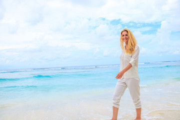 A walk on the sea in the Maldives