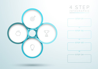 Infographic Blue 4 Step Interweaving Circle Diagram