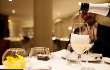 Serving Champagne in the restaraunt