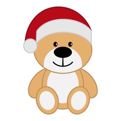 Toy bear with a santa's red hat