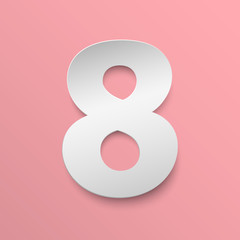 Vector number. Paper font number 8. Vector illustration in paper style