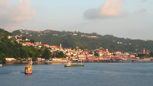 City on coast of island in Caribbean Sea. St. George's, Grenada