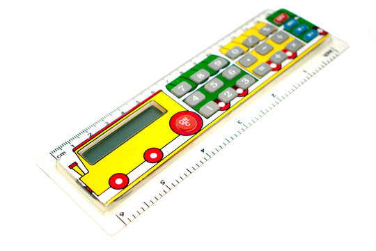 Calculator for schoolchildren. In the form of a line with the image of a paravoz.