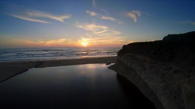 Aerial seascape beauty, San Gregorio State Beach sunset