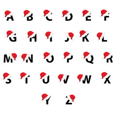 ABC letters with Christmas hats