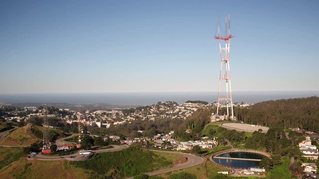 Sutro Tower, wide aerial in San Francisco