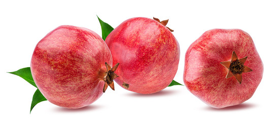 Fresh pomegranate isolated on white background with clipping path