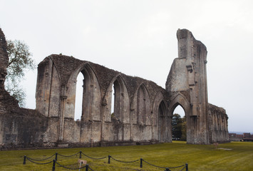 Ruins of destroyed abbey in England