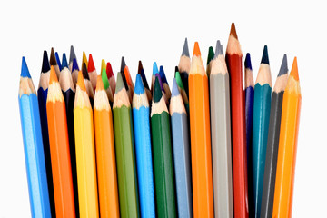 School items. Stationery.Isolated pencils. Colored pencils.