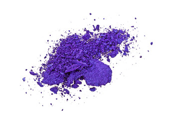 Violet eye shadow crushed cosmetic isolated on white background