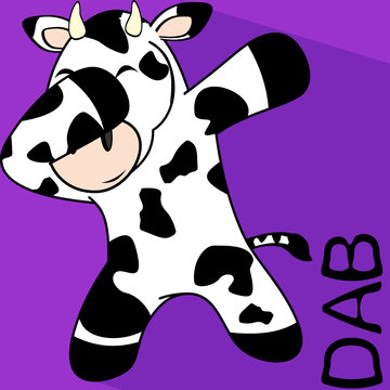 Dab Dabbing Pose Cow Kid Cartoon In Vector Format Very Easy To Edit