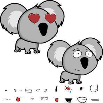 cute little big head baby koala expressions set in vector format very easy to edit 
