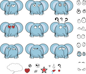 cute baby ball little elephant cartoon expressions set in vector format 