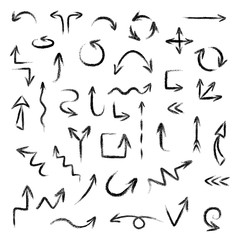 Hand drawn arrows set made of chalk or pastel texture, vector illustration
