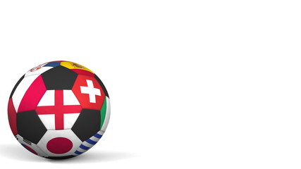 Obraz premium Football ball featuring different national teams accents flag of England. 3D rendering