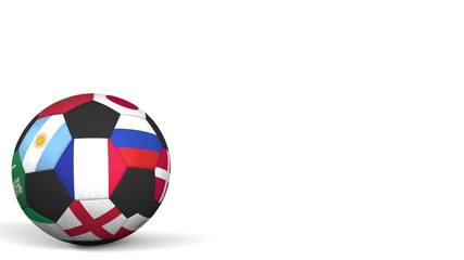 Obraz premium Football ball featuring different national teams accents flag of France. 3D rendering