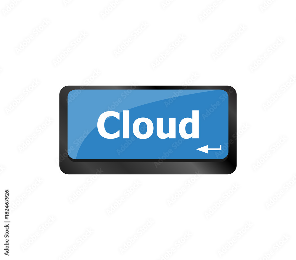 Poster computer keyboard key with cloud computing button