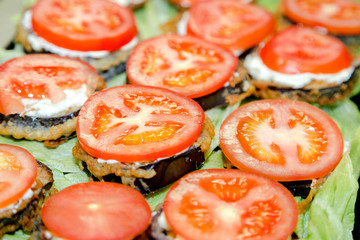 Appetizer, tomato with eggplant
