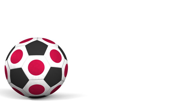 Football ball featuring flags of Japan. 3D rendering