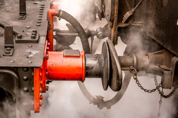 Steam locomotive close up at Bewdley station England