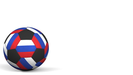 Obraz premium Football ball featuring flags of Russia. 3D rendering