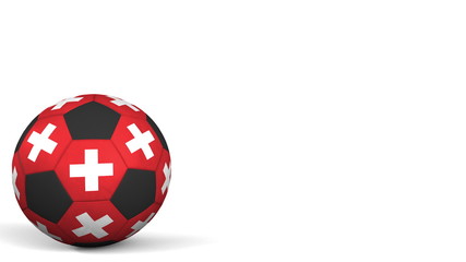 Football ball featuring flags of Switzerland. 3D rendering