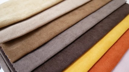 Colorful fabric samples are spinning or rotation