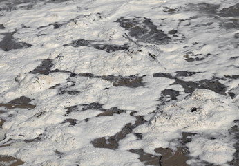 foam polluted in sea water due to the polluting materials in det