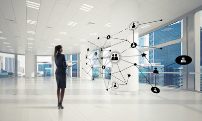 Obraz premium Networking and social communication concept as effective point f